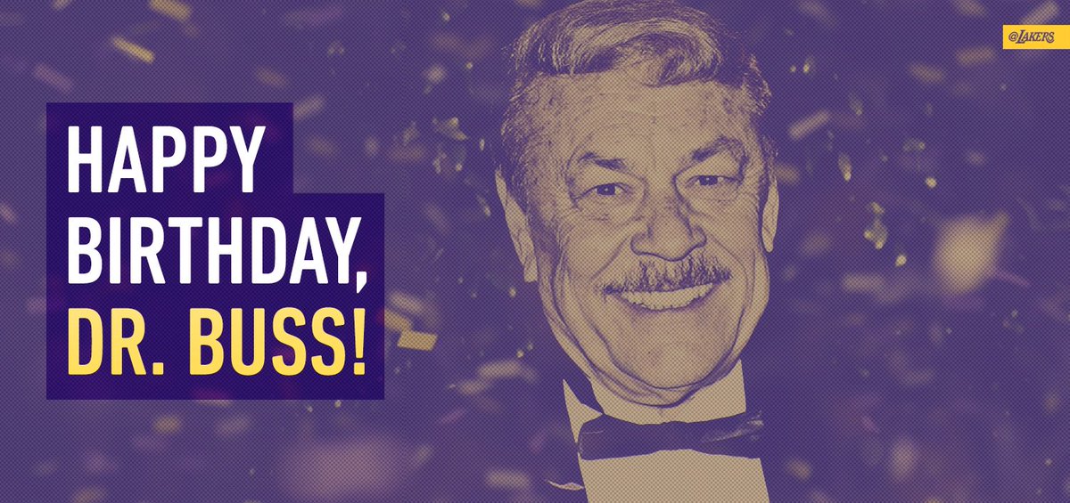 Lakers's tweet photo. Today we remember Dr. Jerry Buss on what would have been the Lakers patriarch’s 83rd birthday. https://t.co/aWo9yWg5jo