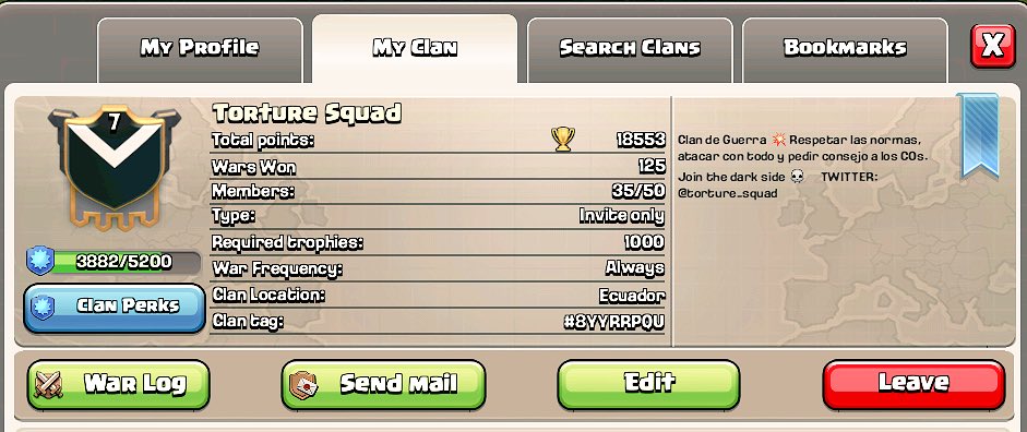 torture_squad's tweet photo. CLAN GUERRERO LVL.7 RT PORFAVOR!!! 💪🏼😁👍🏼 @Alvaro845 @AnikiloGamer @Davichufy_COC @LEYENDASAE @FuriaRojaNet https://t.co/9Dc3tIBk9a
