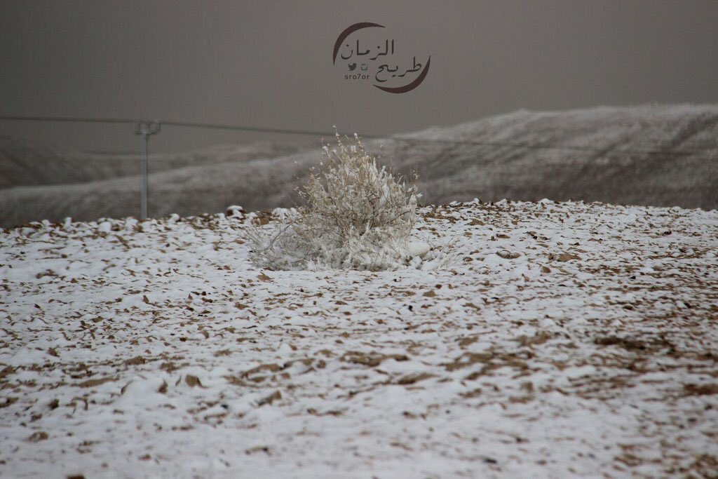 Breakingkw's tweet photo. #صورة | ثلوج ما بين منطقة عرعر وحزم الجلاميد بالسعودية. https://t.co/CqTBXI07CB