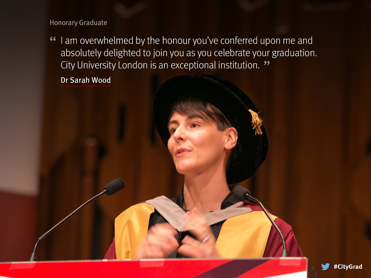 CityStGeorges's tweet photo. .@sarahfwood Co-founder of @unrulyco gave a great speech today when she was awarded her honorary degree. #CityGrad https://t.co/ud1sAp96Ot