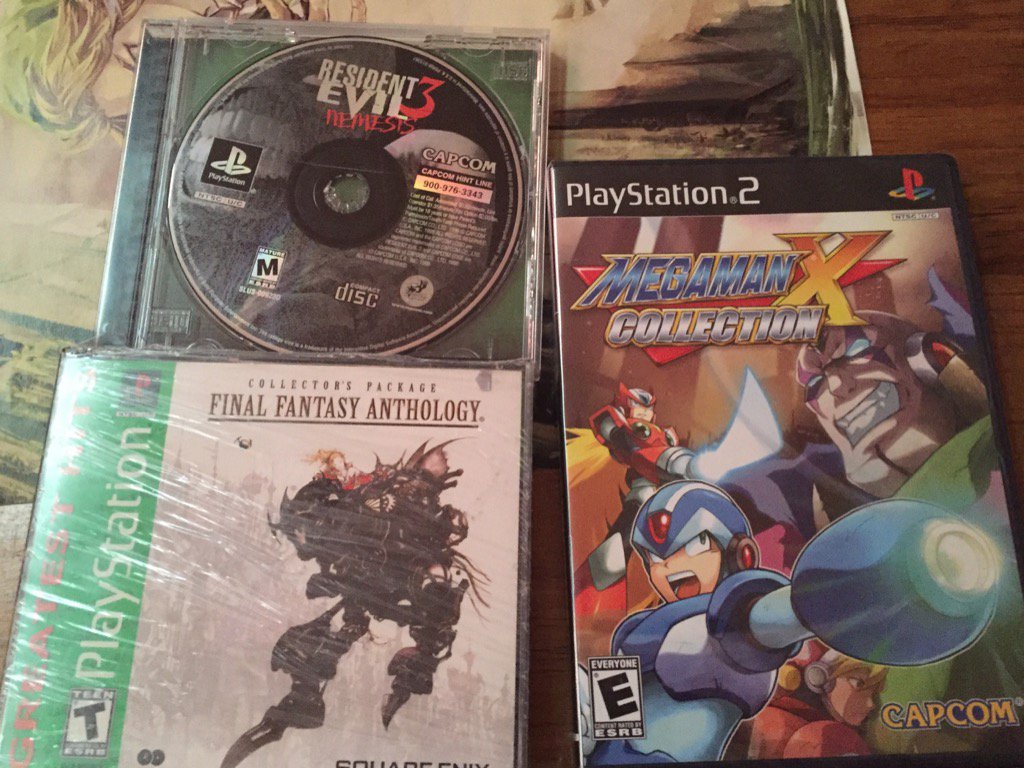 Just got some #swag in the mail. RE3, mega man collection, and final Fantasy chronicles!