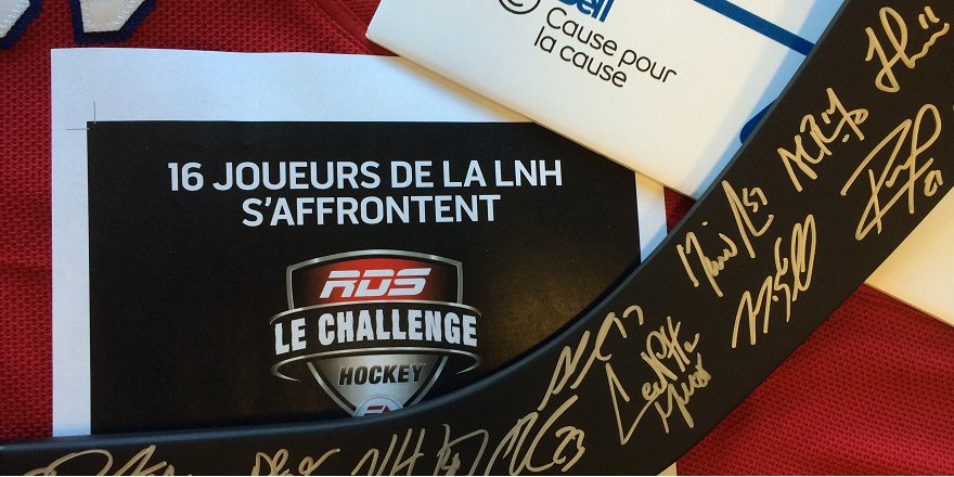 RDSca's tweet image. Pour 350 RT on fait tirer un bâton signé par tous les joueurs qui participent au #ChallengeRDS. Go ! #BellCause