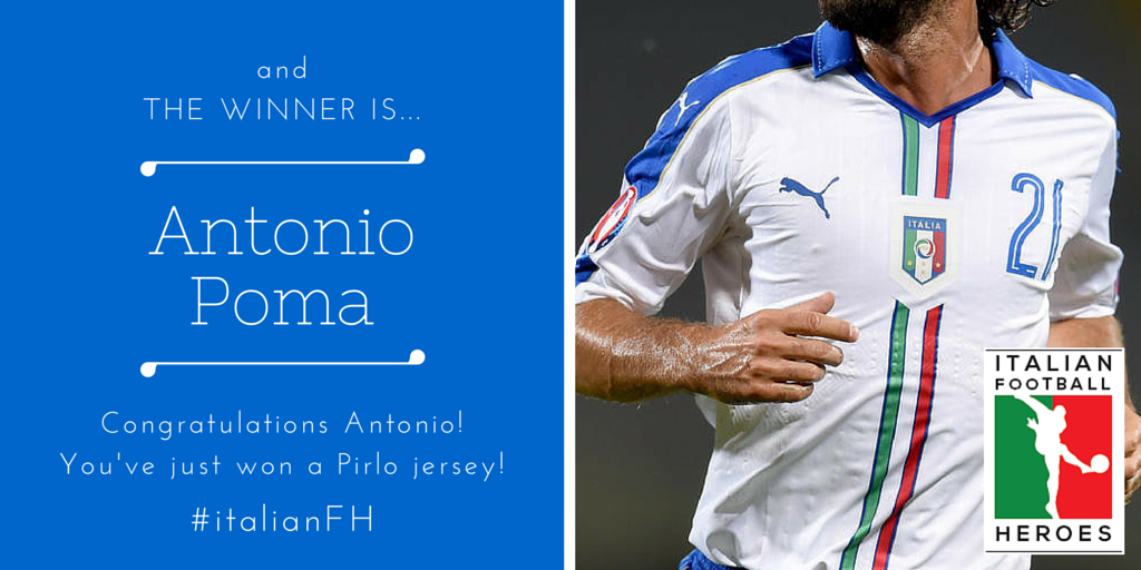 ItalianFH's tweet photo. Congratulations Antonio! You've just won a Pirlo jersey! #italianFH
Follow us on social media! https://t.co/LCTiQkB1hE