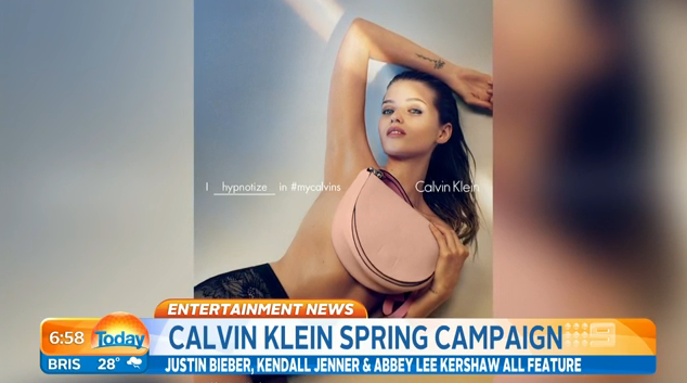 TheTodayShow's tweet photo. Congratulations to @CalvinKlein's Spring ambassadors, @justinbieber, @KendallJenner and Abbey Lee Kershaw! #Today9. https://t.co/4nG3xOgJSl