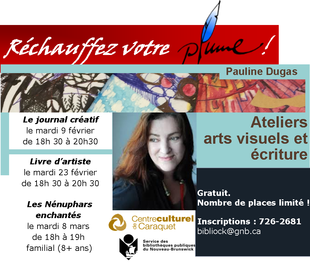 RICPA2's tweet photo. Ateliers gratuits à la Bibliothèque de Caraquet: places limitées, faites vite :)! https://t.co/Lf053tdemD