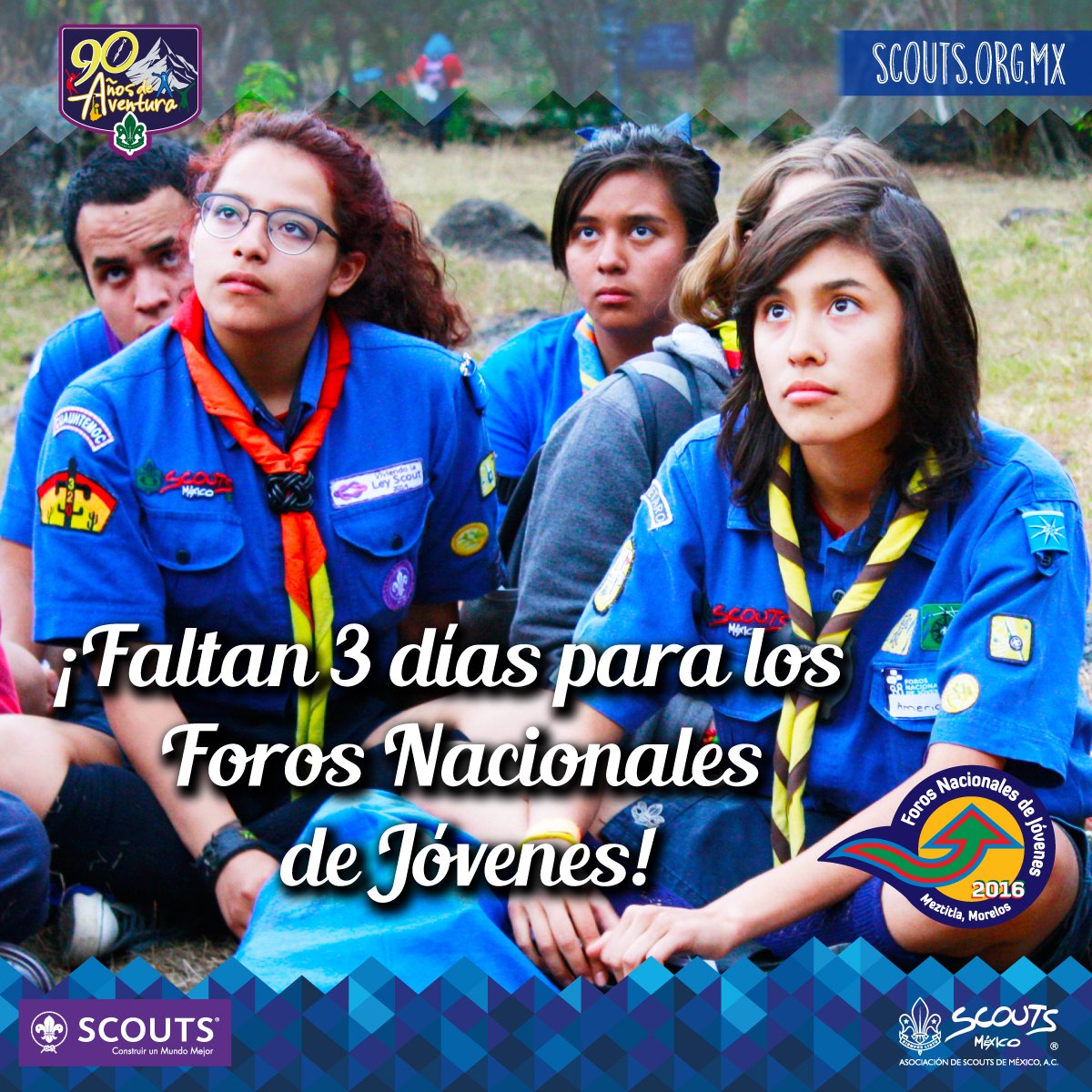 scoutsdemexico's tweet photo. ¡A sólo 3 días de los Foros Nacionales de Jóvenes 2016!

#FNJ2016 #ForosNacionalesScouts #RumboalCrecimiento https://t.co/duYNXcXZ7M