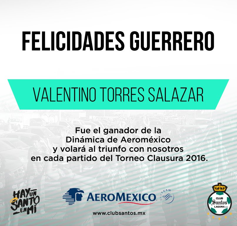 ClubSantos's tweet photo. ¡Felicidades a @tinotorres86!
#VolandoAlTriunfoCon @ClubSantos y @AeroMexico https://t.co/FSuuqFewzv