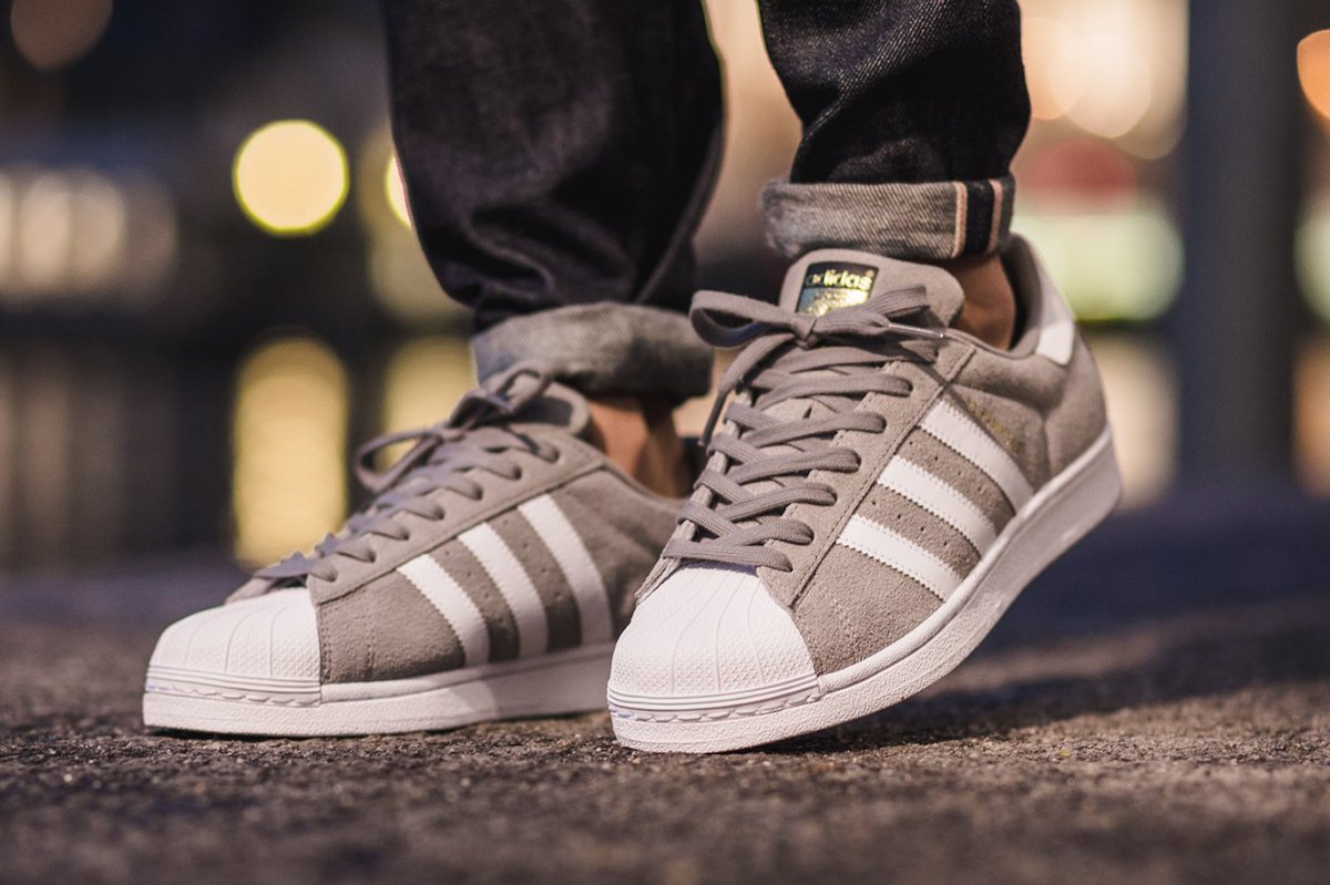 adidas superstar suede grey and white