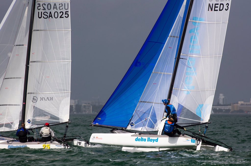 teamallianz_nl's tweet photo. Nacra17 @mandy_mulder &amp; @Coen_DbPassion gaan na 9 races overall aan de leiding https://t.co/rgmX1DOs6C #SWCMiami16 https://t.co/SBBWCV2JZ2
