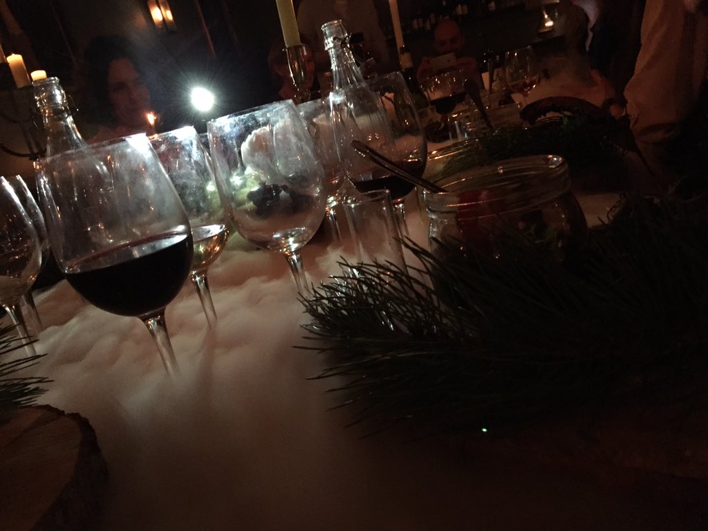 Amazing evening with the guys from Babington and the girls from Kitchen table.... Dry ice and Black Forest gateau!