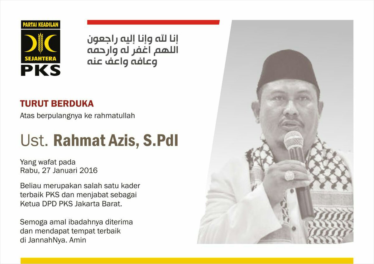 PKSDKIJakarta's tweet photo. Kami menjadi saksi beliau orang baik, beliau jalankan byk tugas dakwah dgn amanah dan kesabaran. Selamat Jalan ust https://t.co/4dMIBVANsq
