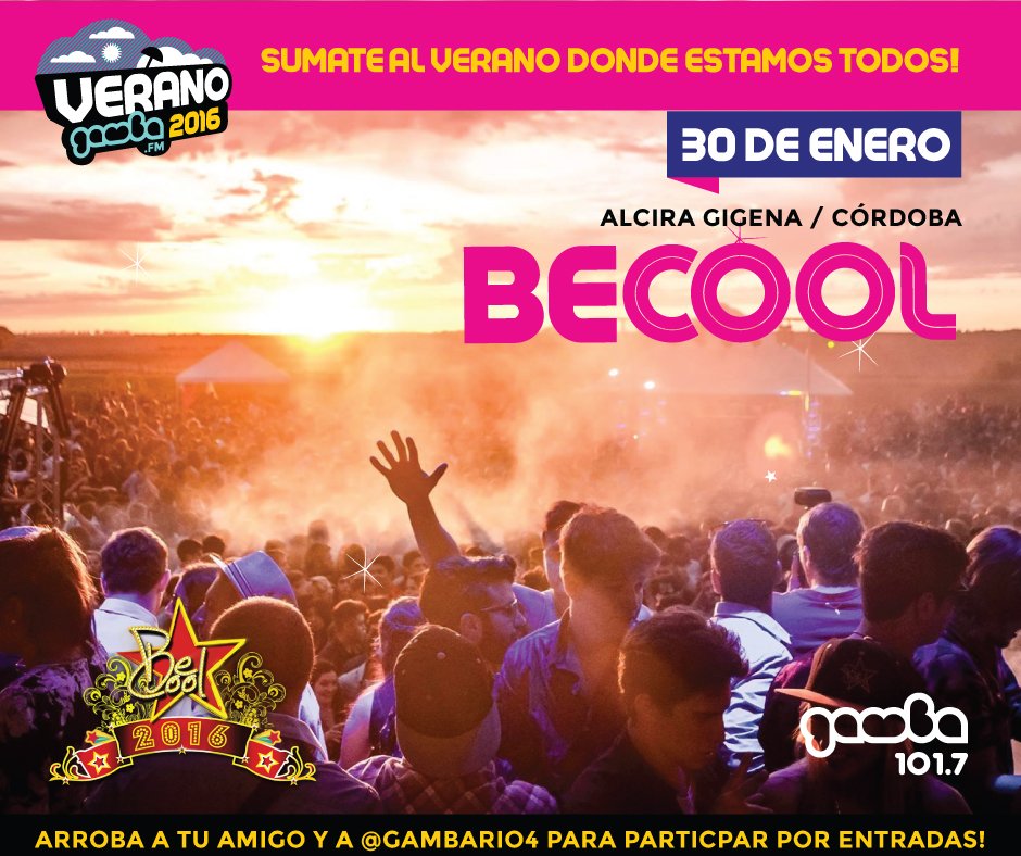 GambaRio4's tweet photo. Seguimos regalando pases para @becoolprensa Juga con el Ht #SiFueraMillonario y llevate entradas para #BeCoolFest https://t.co/ngcTnXDl6V