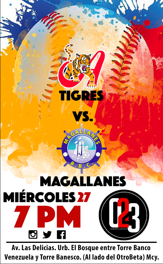 kapuyweyca's tweet photo. LLEGATE YA a ver el #Beisbol #Venezolano
#Tigres Vs. #Magallanes
#Cervezas #BienFria #Tragos #Maracay #Venezuela https://t.co/j0Up5hGsbt