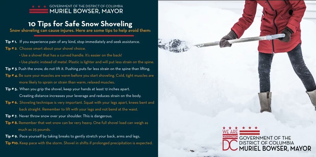 ServeDC's tweet photo. Tonite temps will be below freezing. Finish up unfinished walkways &amp; use caution if driving. #DCDigOut #StaySafeDC https://t.co/dgoAtoRHp8