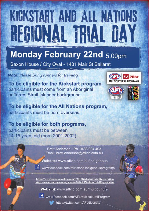 AFLGoldfields's tweet photo. Information on @AFLGoldfields Kickstart and all Nations programs can be found here - https://t.co/dukW7KOJvP https://t.co/C5ij2EWXm8