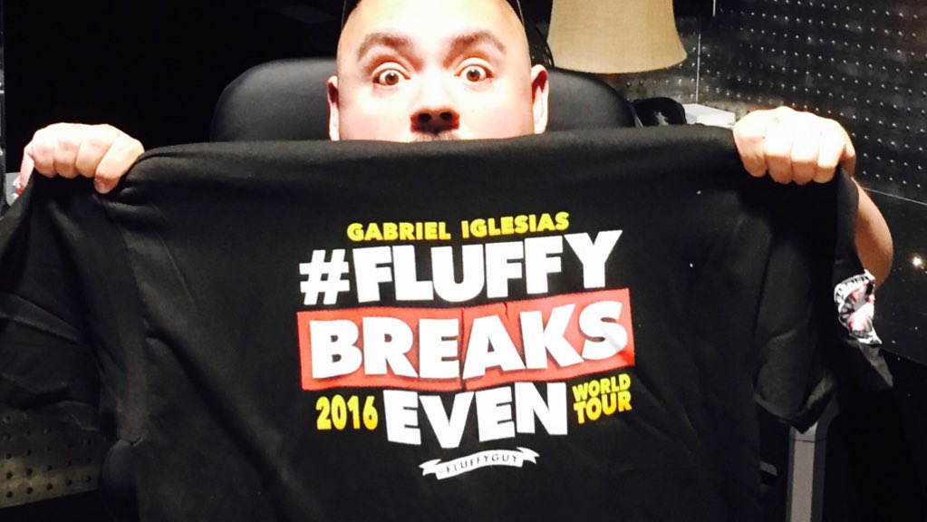 fluffyguy's tweet photo. RT 4 ur chance to WIN a signed Gabriel Iglesias signed pic &amp; a #FluffyBreaksEven t-shirt 😃 https://t.co/iQsHq9CXh9