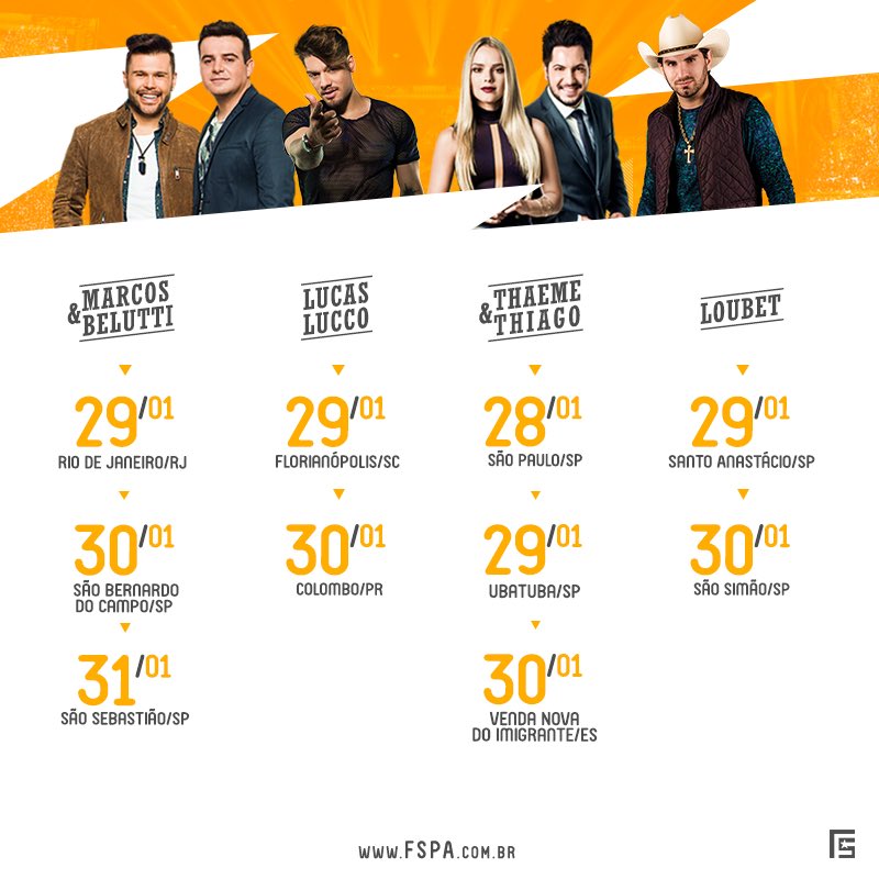 ExalandoMusicas's tweet photo. Tem muito show por esse Brasil com a galera da @FSPA_ https://t.co/BgZAWOobPL