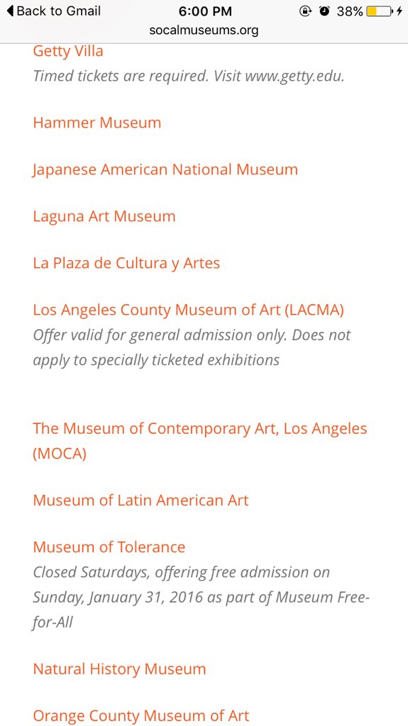 perlaa_marinaa's tweet photo. PSA: If ya got nothing to do this Saturday or you're feeling adventurous, SoCal museums will be free, you're welcome https://t.co/V3DBhmkN9d