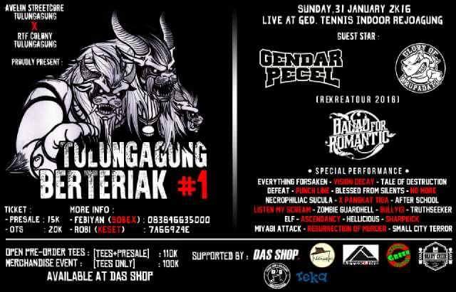 Tulungagung Berteriak | 31 Januari 16 | ged. Indor Rejoagung | w/ <a href="/GendarPecelHC/">DAGELAN JAWI</a> @Goahardcore <a href="/BFS_DC/">BLESSED FROM SILENTS</a> <a href="/BFRmalang/">Ballad For Romantic</a>