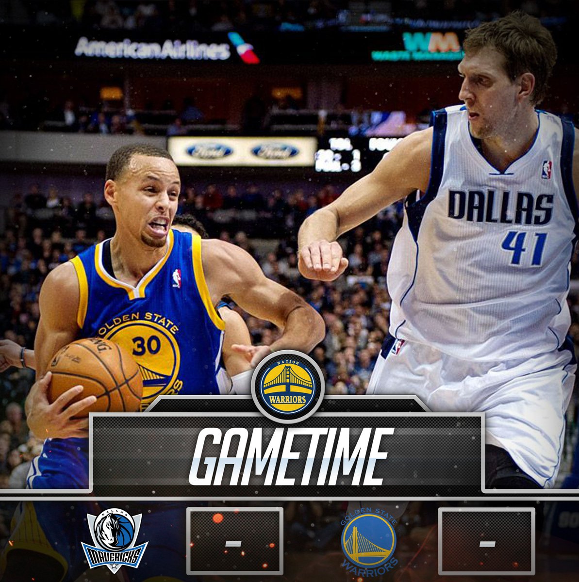 WarriorNationCP's tweet photo. GAME TIME: The Warriors take on the Dallas Mavericks in an epic western conference matchup. #DUBNATION https://t.co/Bc3GagWJHM