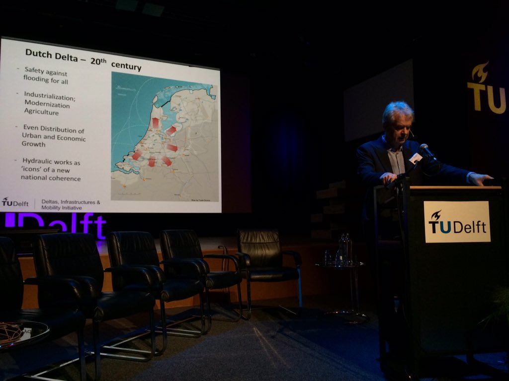 henkovink's tweet image. Now Han Meyer @ArchTUDelft #DIMI &quot;deltaworks engine of transformation &amp;amp; modernization&quot; #powerofwater #grandprojects