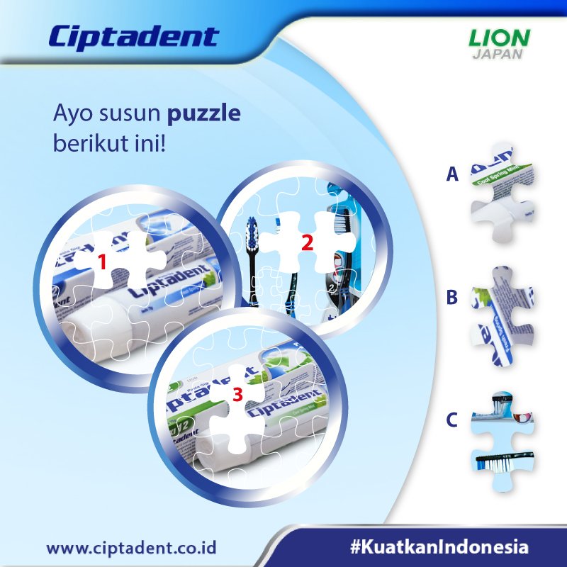 CiptadentID's tweet photo. Bagi Ciptadent Moms &amp; Friends yang hobi bermain puzzle, pasti akan menyukai Kuis #KuatkanIndonesia hari ini! https://t.co/pw2swDIkza