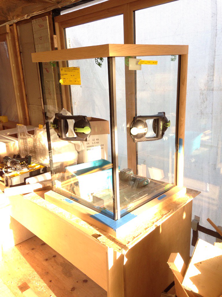 Corner window economy style. Two standard double glazed units.