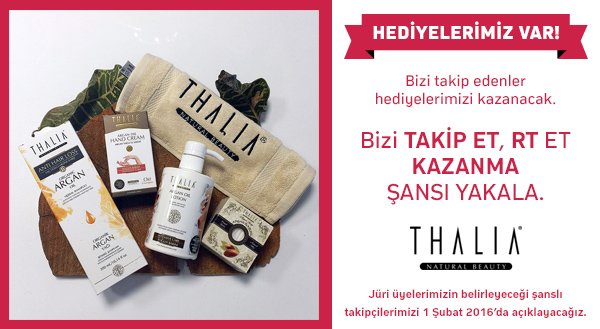 Bu tweetimizi RT eden 3 takipçimiz Argan Yağı Setimizi kazanacak 🎁 #ThaliaNaturalHediye
