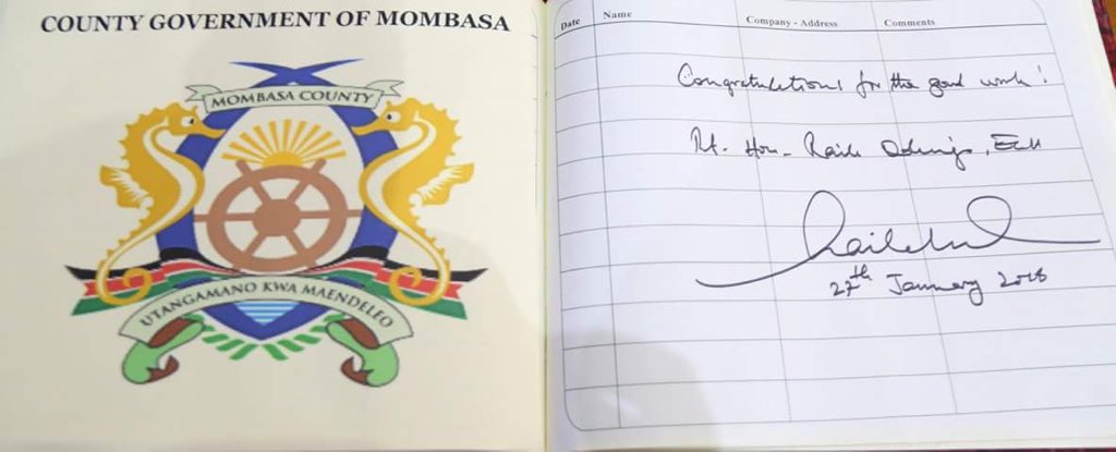 I wish to thank the People and the County Government of Mombasa for their warm hospitality during my stay.