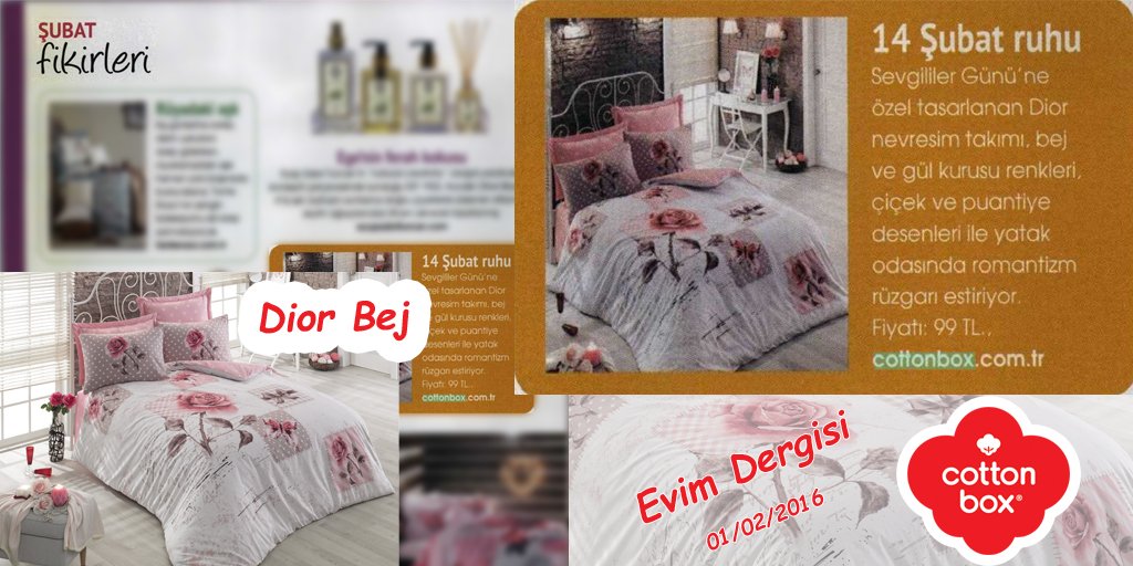 Sevgililer gunune ozel nevresim takimimiz Dior Bej ile Evim Dergisi'ndeyiz - 01022016
#cottonbox