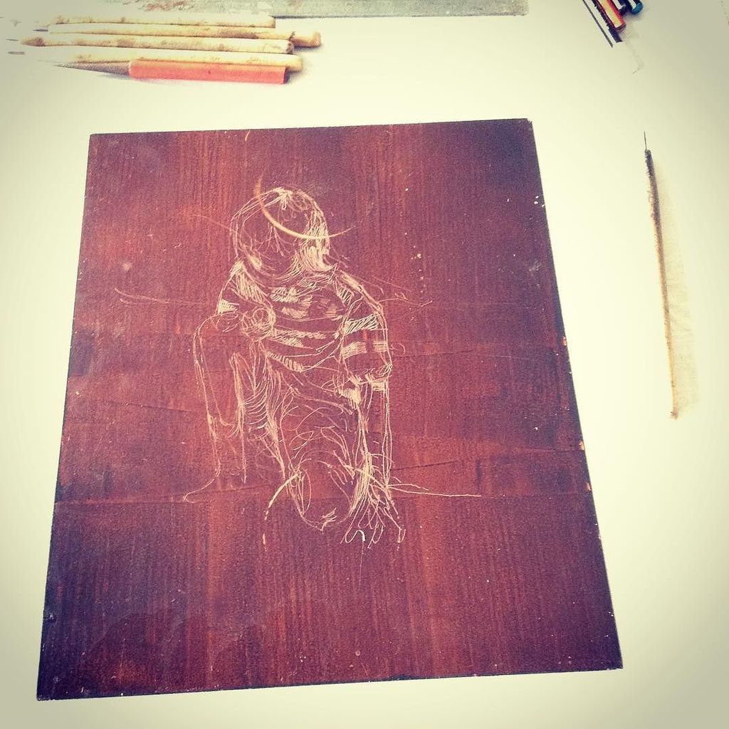 producerpassion's tweet image. Testing different methods of removing ground.... #hardground #hardgroundetching #layering #hotplate #studio #studio…