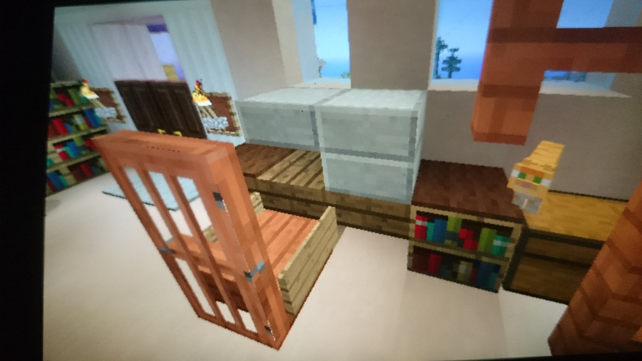 Yaon マイクラお題その3 猫カフェ むぎルーム続き たまたまミシンが欲しいというのが見えたので 置きました 見えないとか禁止 見えてないけどキャットタワーもある ベッドもあるし好きなだけごろごろにゃんにゃんฅ W ฅ T Co