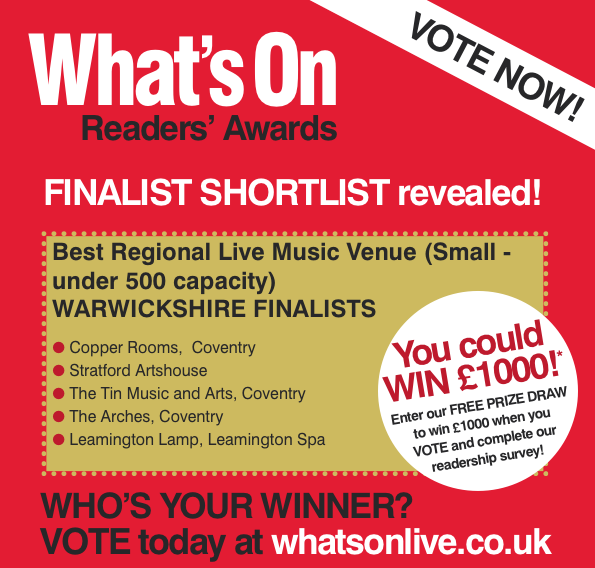 WhatsOnWarwicks's tweet photo. VOTE NOW! For your Best Regional Live Music Venue &amp; you could #WIN £1000 >https://t.co/DWM7aNhuCO https://t.co/frnOrxfQLg