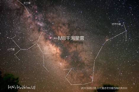 リーマンサット プロジェクト Rymansat Sur Twitter M8 は干潟星雲と呼ばれる いて座にある散光星雲を南北に横切る暗黒星雲 があるために その姿が干潟に似ていると名ずけられた リーマンサット 銀河 暗黒星雲 干潟星雲 いて座 T Co Giarz0zkk4