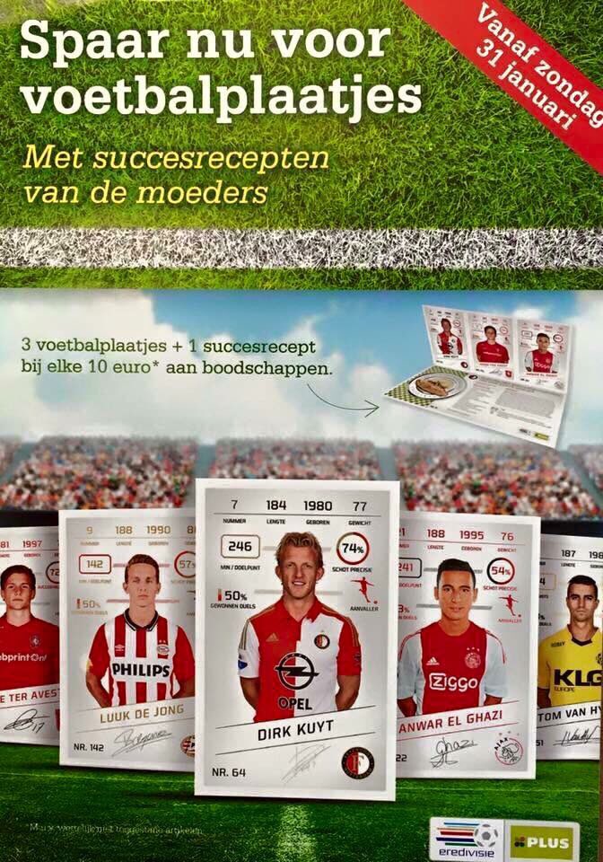 Vanaf 31 Januari kun je bij PLUS sparen voor eredivisie voetbalplaatjes!