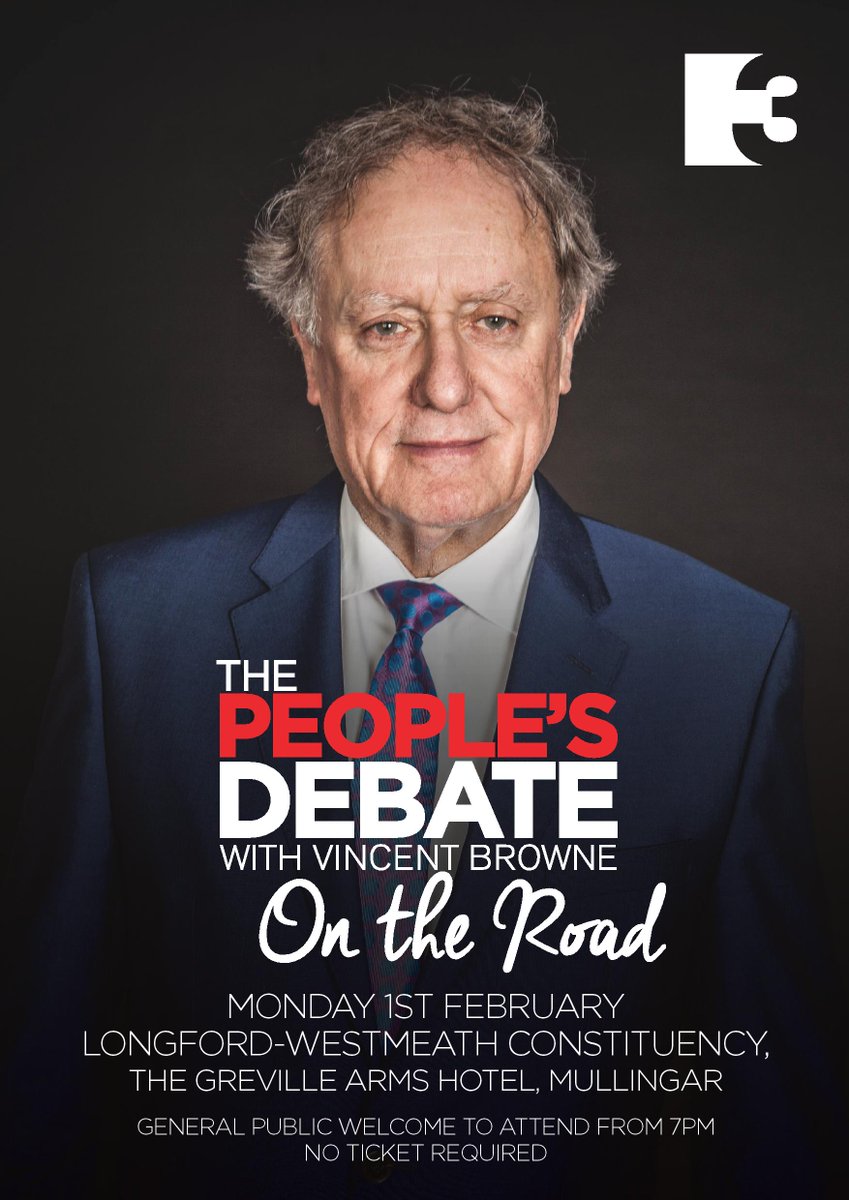 Our 35th #PeoplesDebate will travel to @grevillearms, Mullingar for Longford-Westmeath debate. Doors open at 7pm.