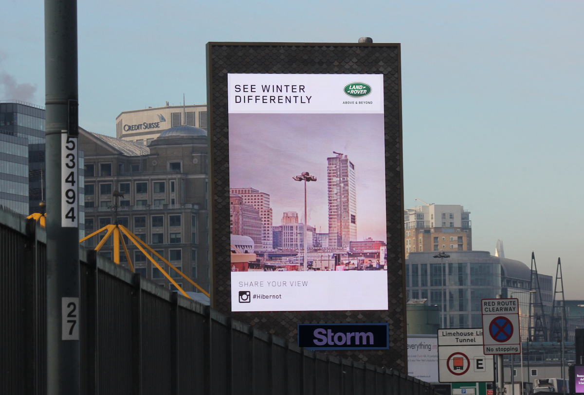 WeAreDOOH's tweet photo. Hibernate? #Hibernot! We're helping the UK see winter differently for Land Rover with @kineticwwUK &amp; @Mindshare_uk https://t.co/RY2uboUO1g