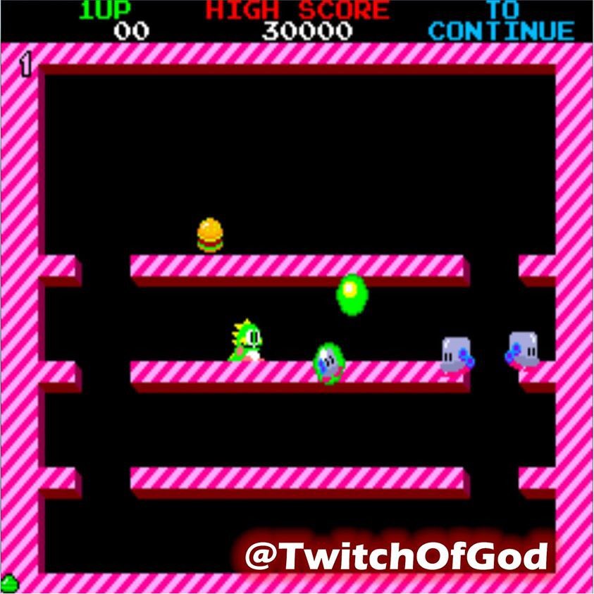 TwitchOfGod's tweet photo. God is now playing Bubble Bobble on Arcade! #GodIsAGamer #GodIsOldSchool https://t.co/REuWs3toNy