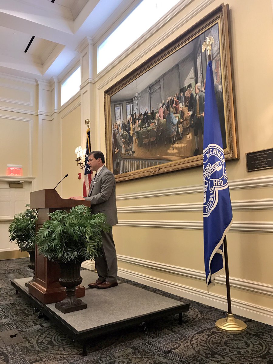 Listening to Judge Pryor speak on moral duty and the law. Thanks, <a href="/TomMoreSoc/">Thomas More Society</a>.