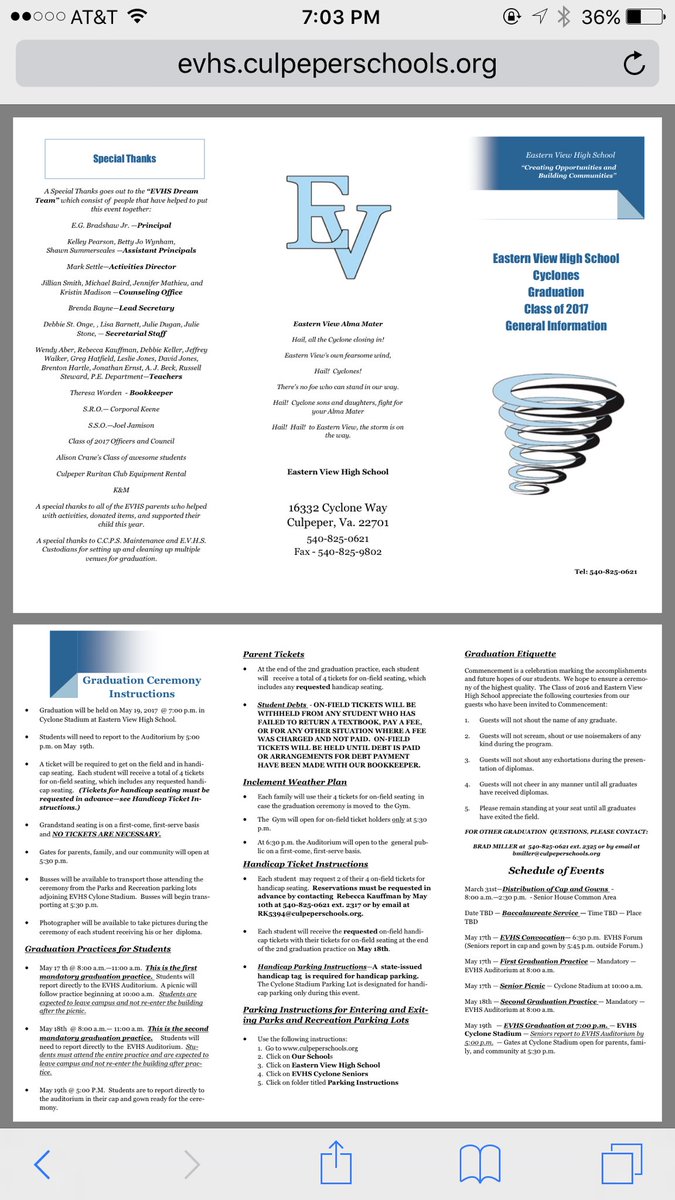 EVClassof2017's tweet image. More graduation information
