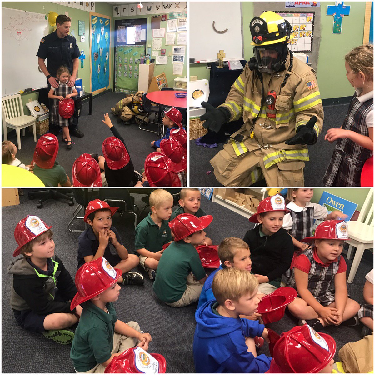 mhcssaints's tweet image. JK had a lesson on fire safety from a special visitor! #mhcssaints