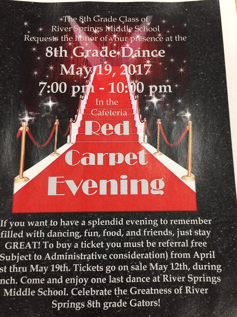 The 8th grade dance is May 19 from 7:00pm-10:00 pm, you must be referral free!
