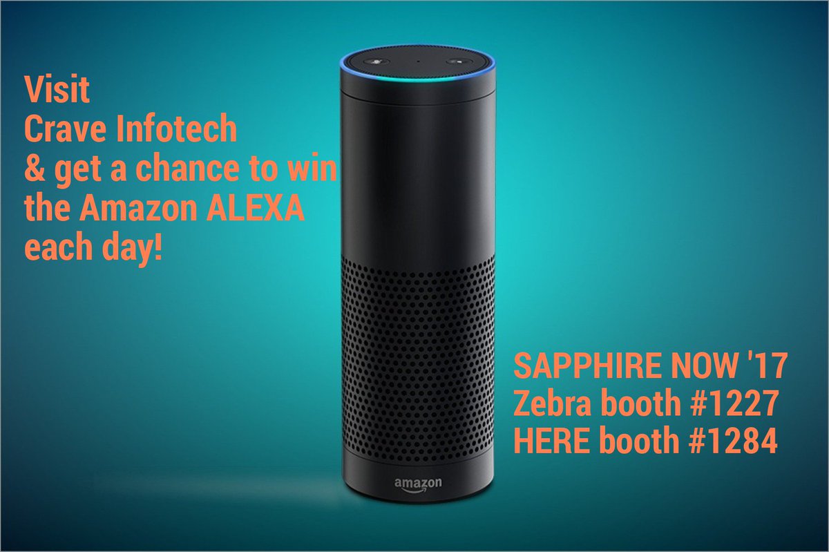 CraveInfotech's tweet image. Win an Amazon Alexa each day at #SAPPHIRENOW! Drop your visiting cards now! #ASUG365 #SAPMobile #SAPCP #SAPPartnerBuild #Syclo