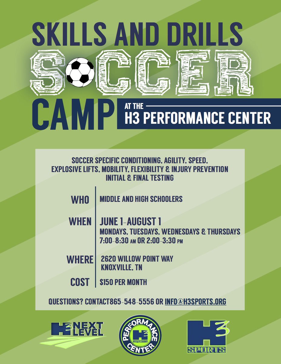 Great Camp! Limited Spots!
#H3 <a href="/H3sportsplex/">H3 Sports P.C.</a> <a href="/KnoxvilleSA/">KSA</a>