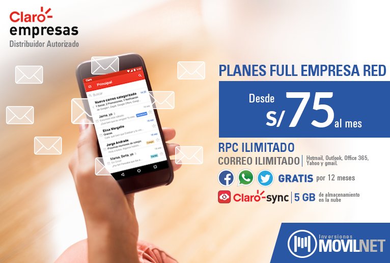 Inv_Movilnet's tweet photo. Mejora la productividad de tu negocio.Planes Full Empresa Red con Correo Ilimitado #ClaroEmpresas #RedClaro #Claro → https://t.co/mq73eTJ0Td https://t.co/Rn5s3WcQcp