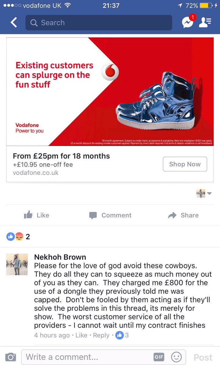 Aslanbrown's tweet photo. The guys at @VodafoneUK trying to make up for months of terrible customer service.  Avoid these guys at all costs. #Vodafone #VodafoneUK https://t.co/ghbksFhA08