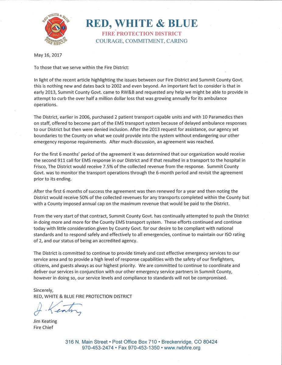 Chief's response to article