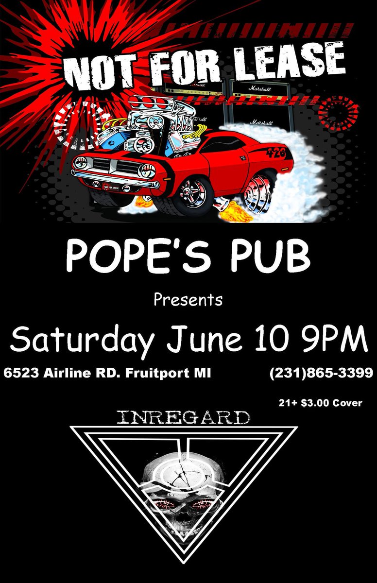 Notforleaserock's tweet photo. Be There!! Free Giveaways!!
#Show #June10 #Rock #music #Michigan #Fruitport #WestMichigan #Popespub #Hardrock #Freegiveaways #Support https://t.co/oqkRCpgJ3h
