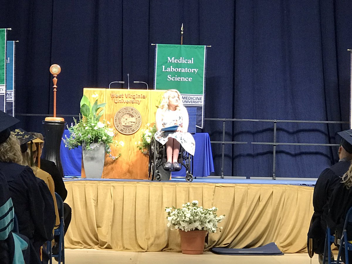 WVUMedSchool's tweet photo. Ali Stoker, first actress in a wheelchair to appear on a Broadway stage speaking to #WVU Professional Programs students. #WVUgrad https://t.co/Y4fhI4XlWD