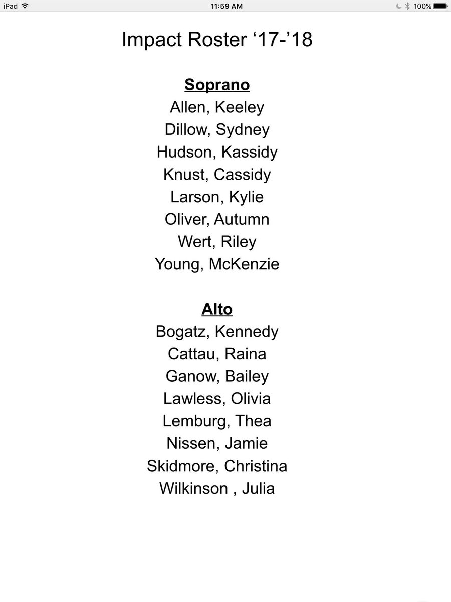 AHS Impact and Rhapsody Rosters for 2017-18. Huge thanks to all who auditioned! #aurorahuskies